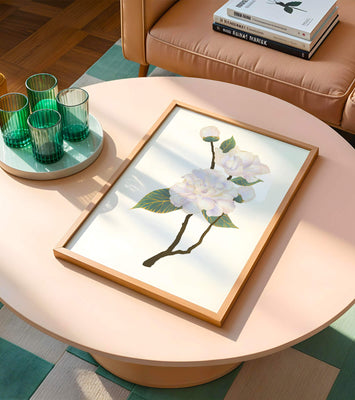 Delicate blooming flowers with lush leaves in elegant design
