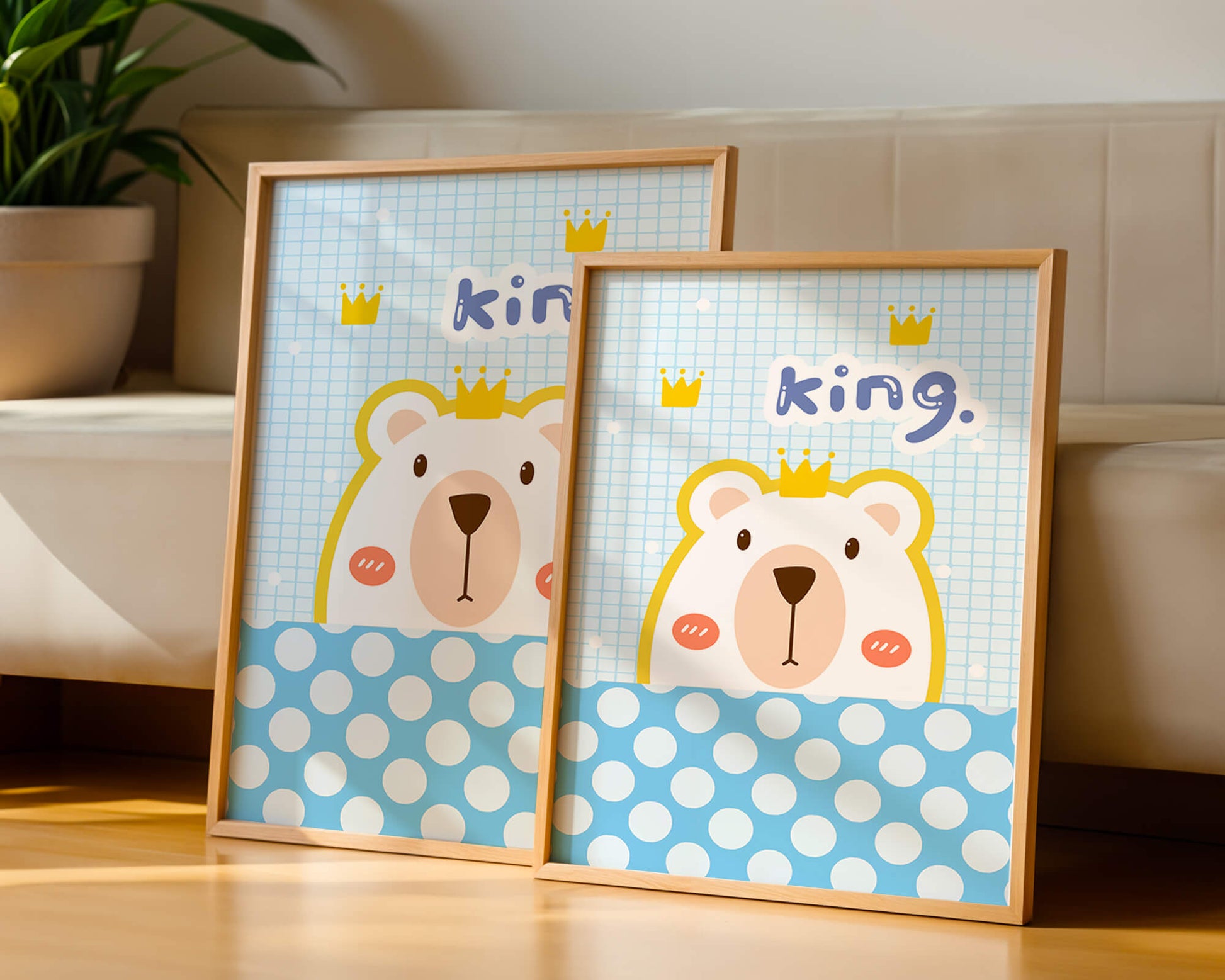 Adorable bear illustration with crown and playful text