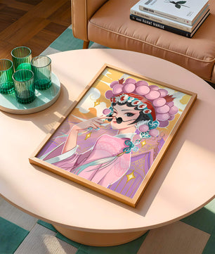 Personaje de anime elegante con atuendo tradicional y detalles dorados