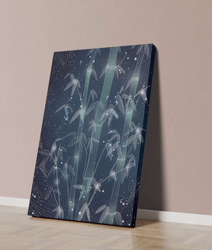 Illustration Of Bamboo With Snowfall In A Night Sky - Mi tienda