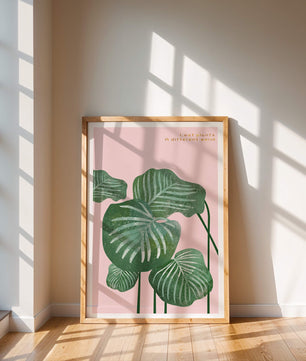 Abstract Botanical Green Leaves On Pink Background - Mi tienda