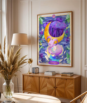 Colorful Capricorn zodiac illustration with fantasy elements