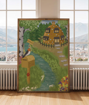 Paysage charmant avec une maison unique et un jardin luxuriant