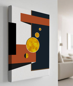 Abstract geometric artwork with golden circles and bold shapes - Mi tienda