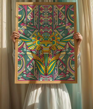 Elefante geométrico colorido con patrones abstractos