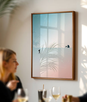 Paisaje Minimalista con Silueta en Ambiente Lluvioso