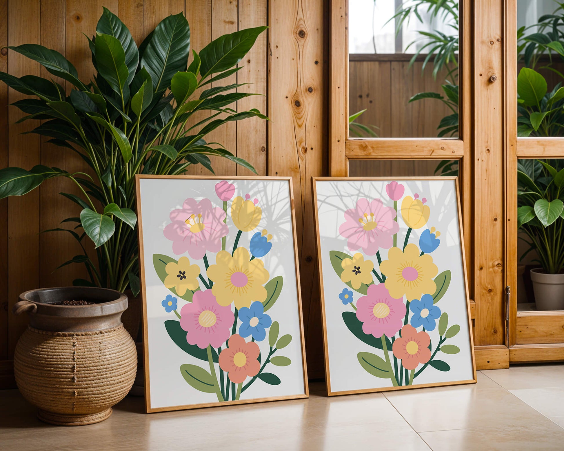 Ramo ilustrado de flores coloridas