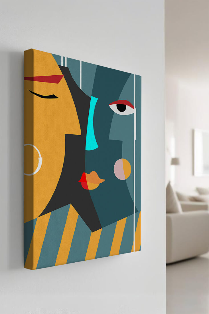 Arte geométrico abstracto con colores y formas audaces