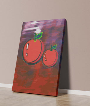 Dos manzanas abstractas con fondo colorido