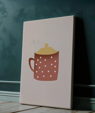 Decorative polka dot mug with yellow lid illustration