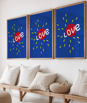 Diseño abstracto con temática de amor colorido con elementos audaces