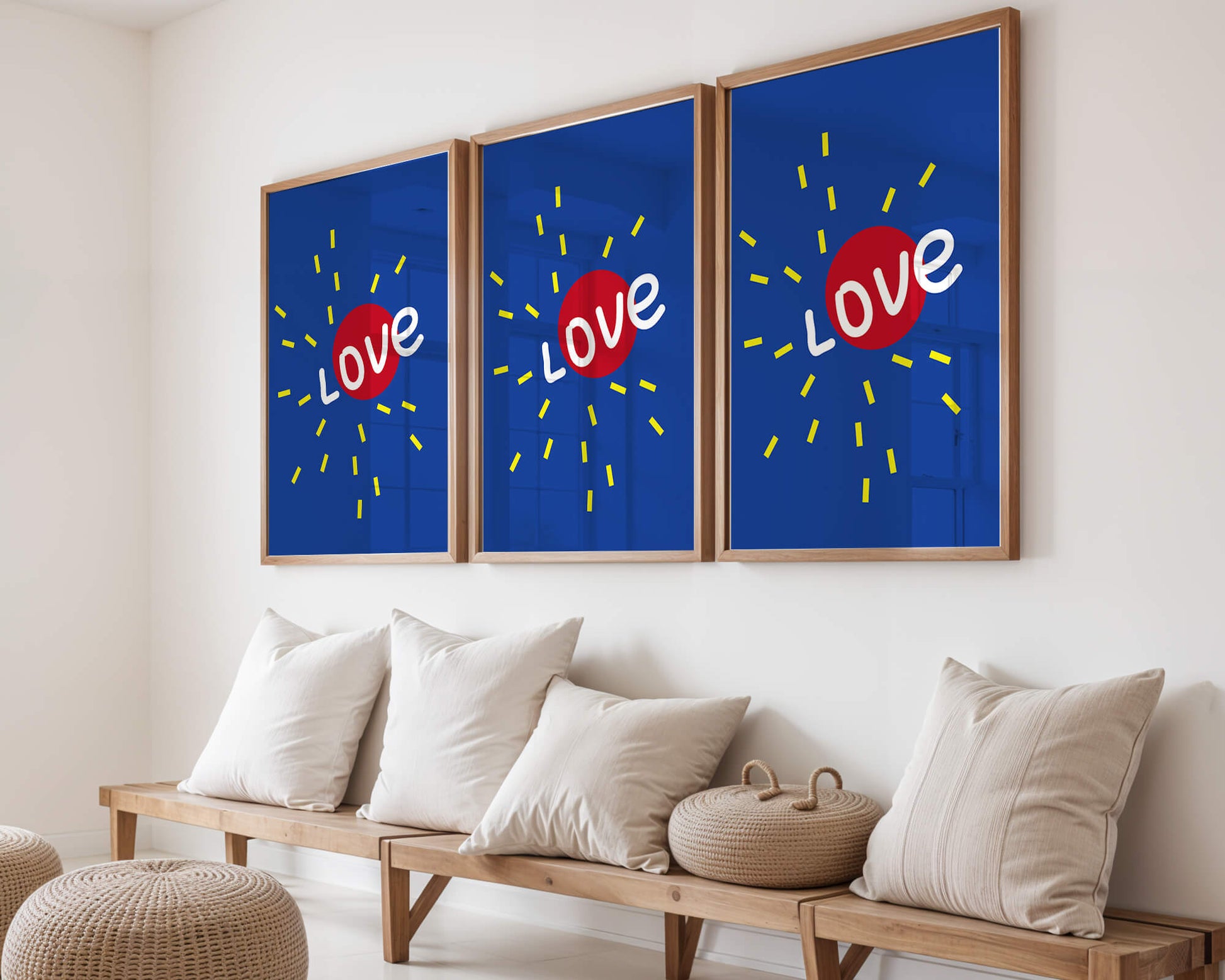 Colorful love-themed abstract design with bold elements