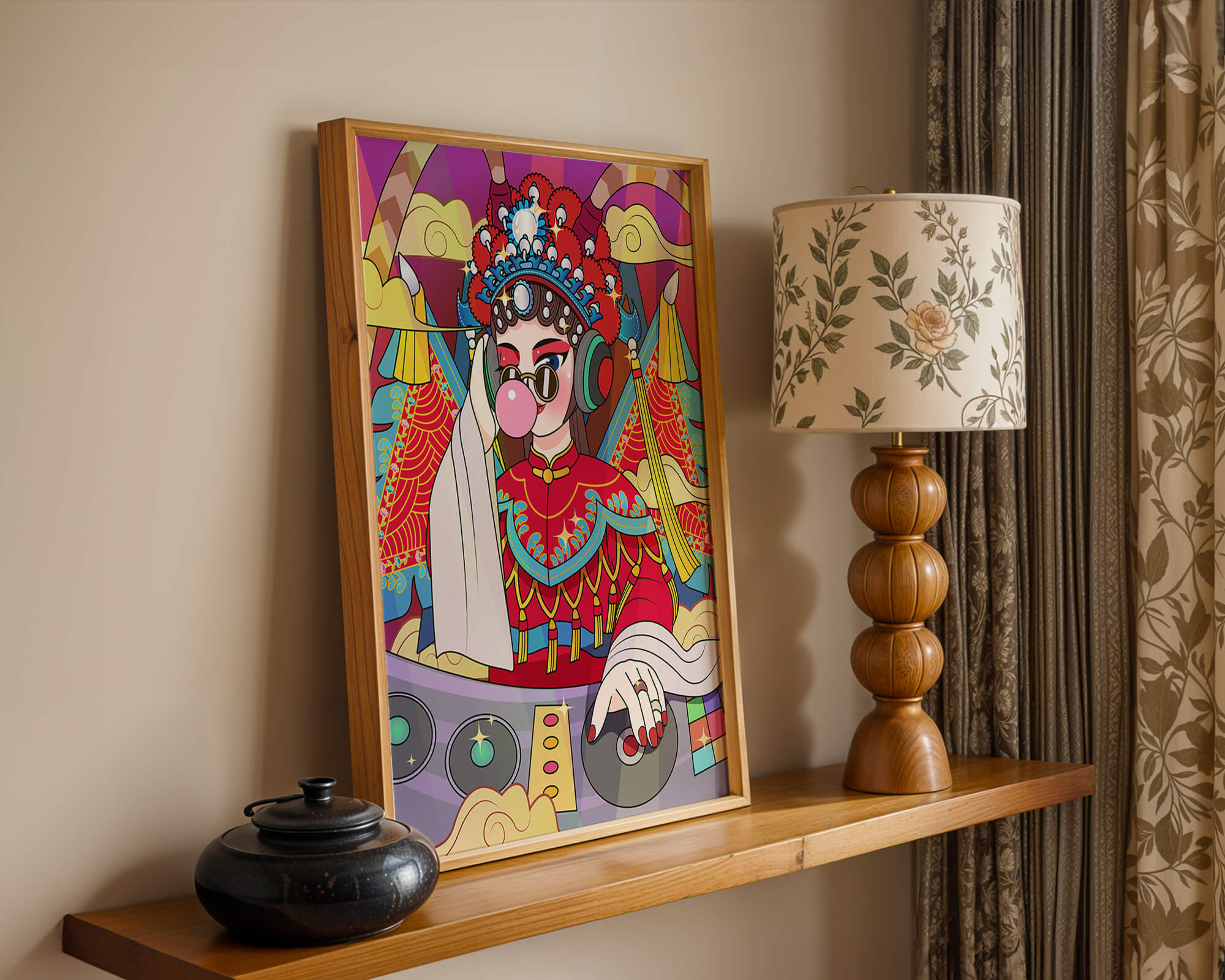 Vibrant DJ illustration combining traditional and modern elements