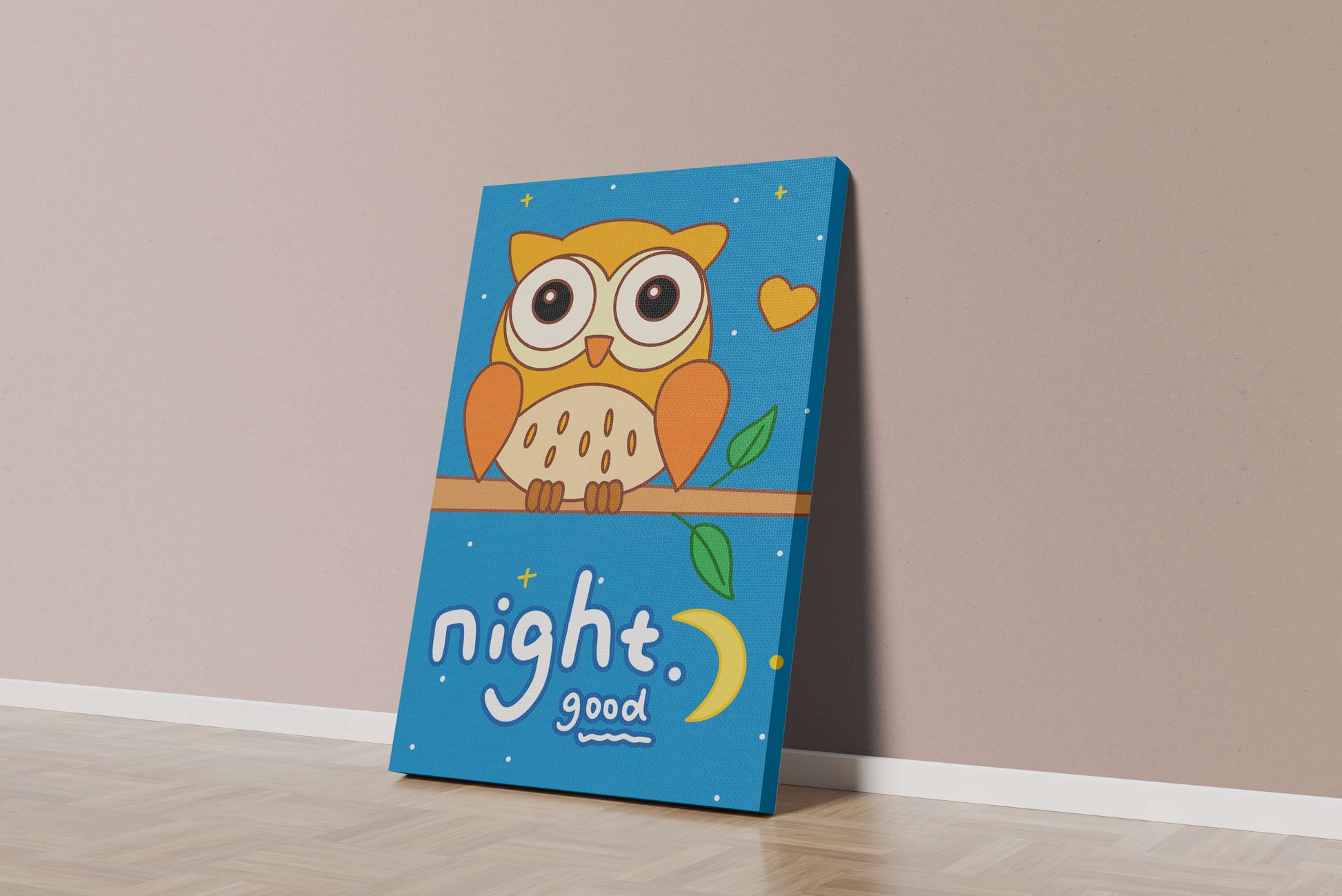 Colorful owl illustration with night theme and positive message
