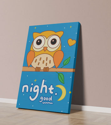 Colorful owl illustration with night theme and positive message