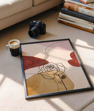 Abstract Line Art Rose with Earth Tones and Minimalist Design - Mi tienda