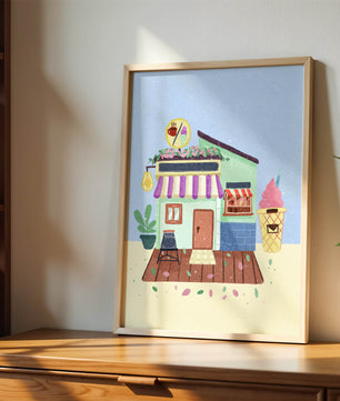 Ilustración encantadora de café con elementos de helado y café