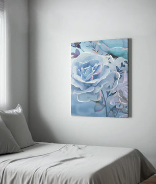 Serene Blue Roses With Delicate Leaves on Soft Background
