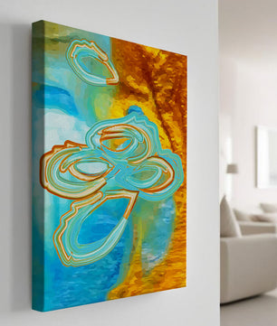 Abstract vibrant swirls in blue and orange colors