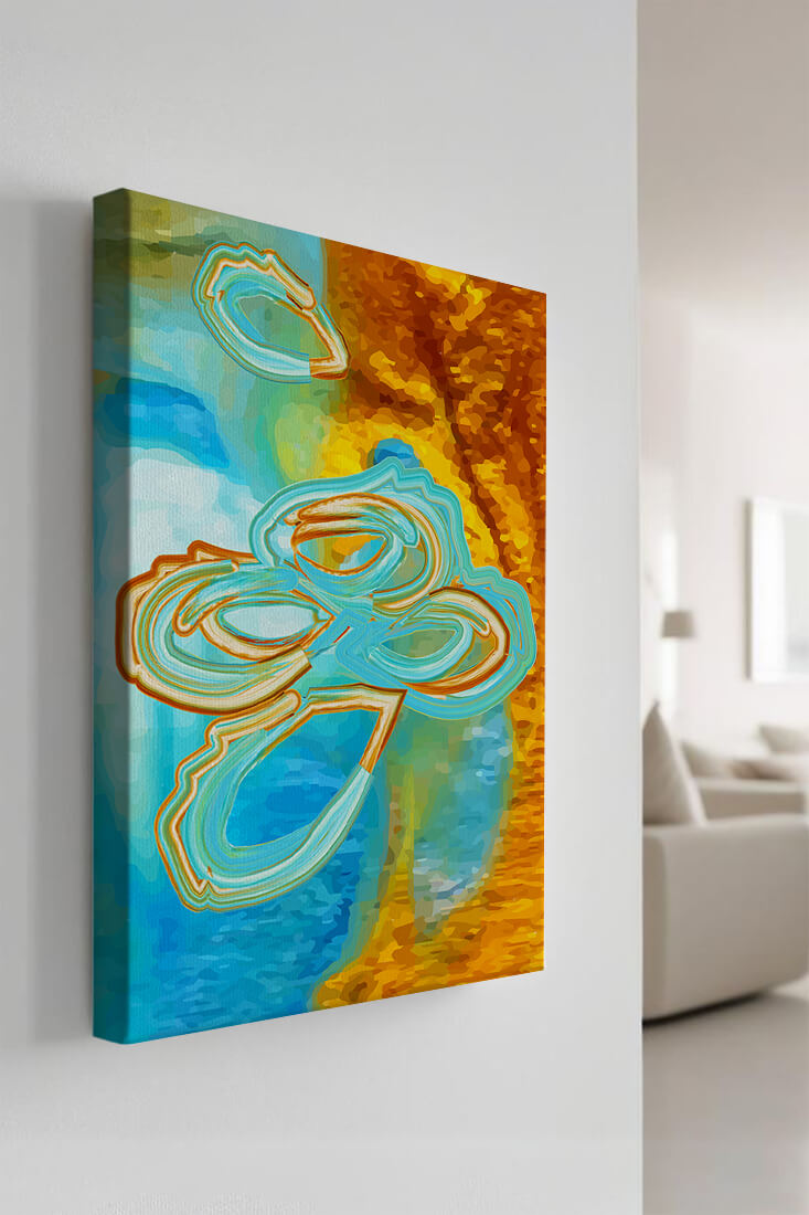 Abstract vibrant swirls in blue and orange colors