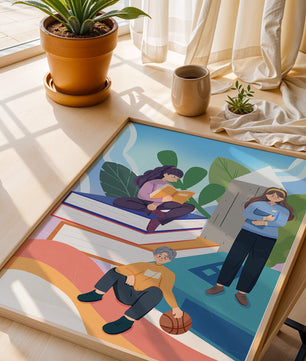 Illustration éducative d’enfants s’adonnant à la lecture de livres