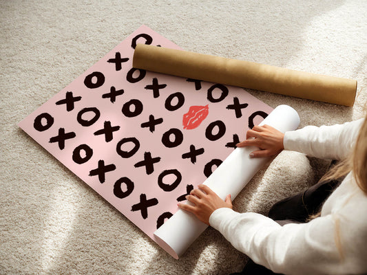 Playful Pink Pattern with XOXO and Lip Print