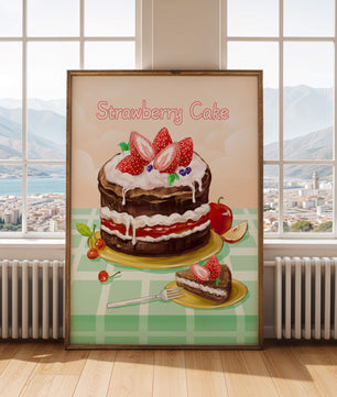 Delicioso pastel de chocolate y fresa con crema y frutas