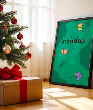 Diseño temático de vacaciones colorido con libros y hojas
