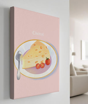 Plate with Cheese and Tomatoes on Pink Background