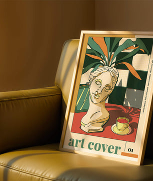 Abstract Art with Bust and Coffee Cup