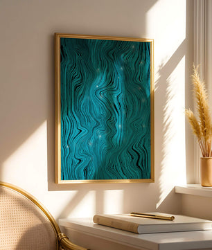 Abstract Wavy Blue Pattern with Black Lines - Mi tienda
