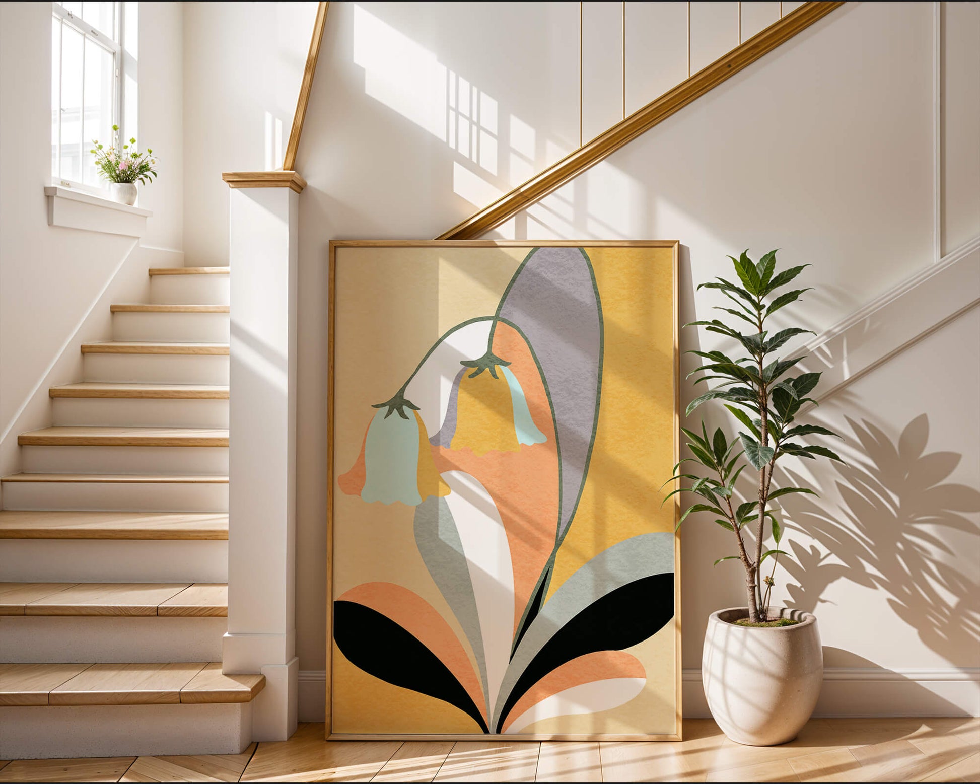 Abstract floral pattern with pastel colors and modern design