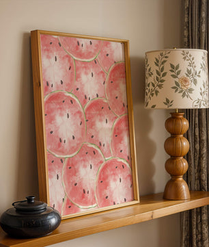Watercolor watermelon slice pattern full of vibrant summer vibes