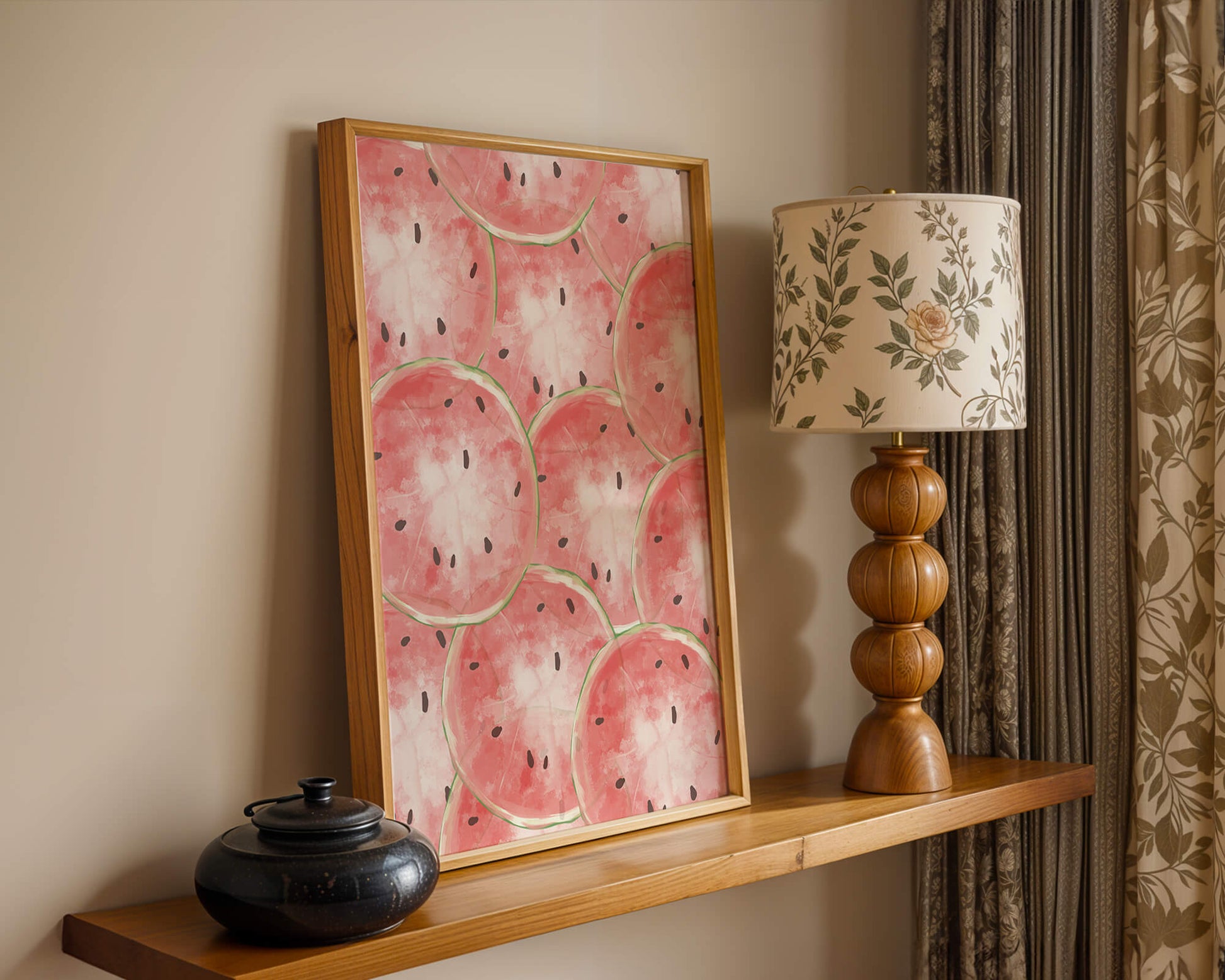 Watercolor watermelon slice pattern full of vibrant summer vibes