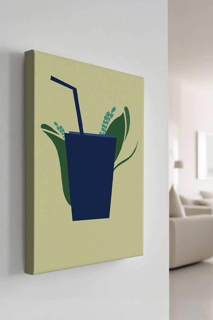 Modern cafe drink illustration with botanical elements
