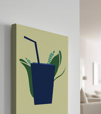 Modern cafe drink illustration with botanical elements