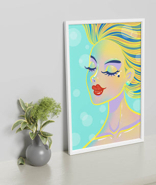 Portrait abstrait coloré d'une femme aux yeux fermés