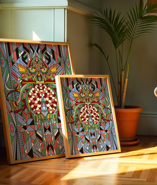 Colorful Geometric Pattern with Symmetrical Design and Abstract Motif