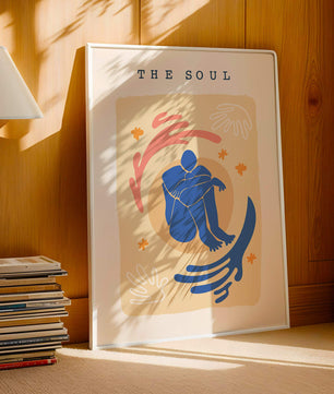 Contemplative Abstract Human Figure with Vibrant Colors and Bold Lines - Mi tienda