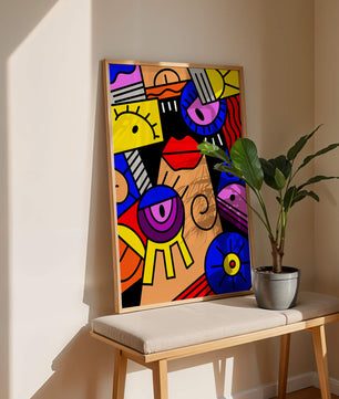 Abstract Geometric Pop Art with Bright Colors and Shapes - Mi tienda