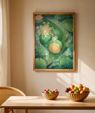 Scène aquatique luxuriante avec des fleurs de lotus et des feuilles vertes