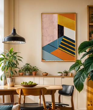 Abstraktes geometrisches Design mit Marmor- und Goldtexturen
