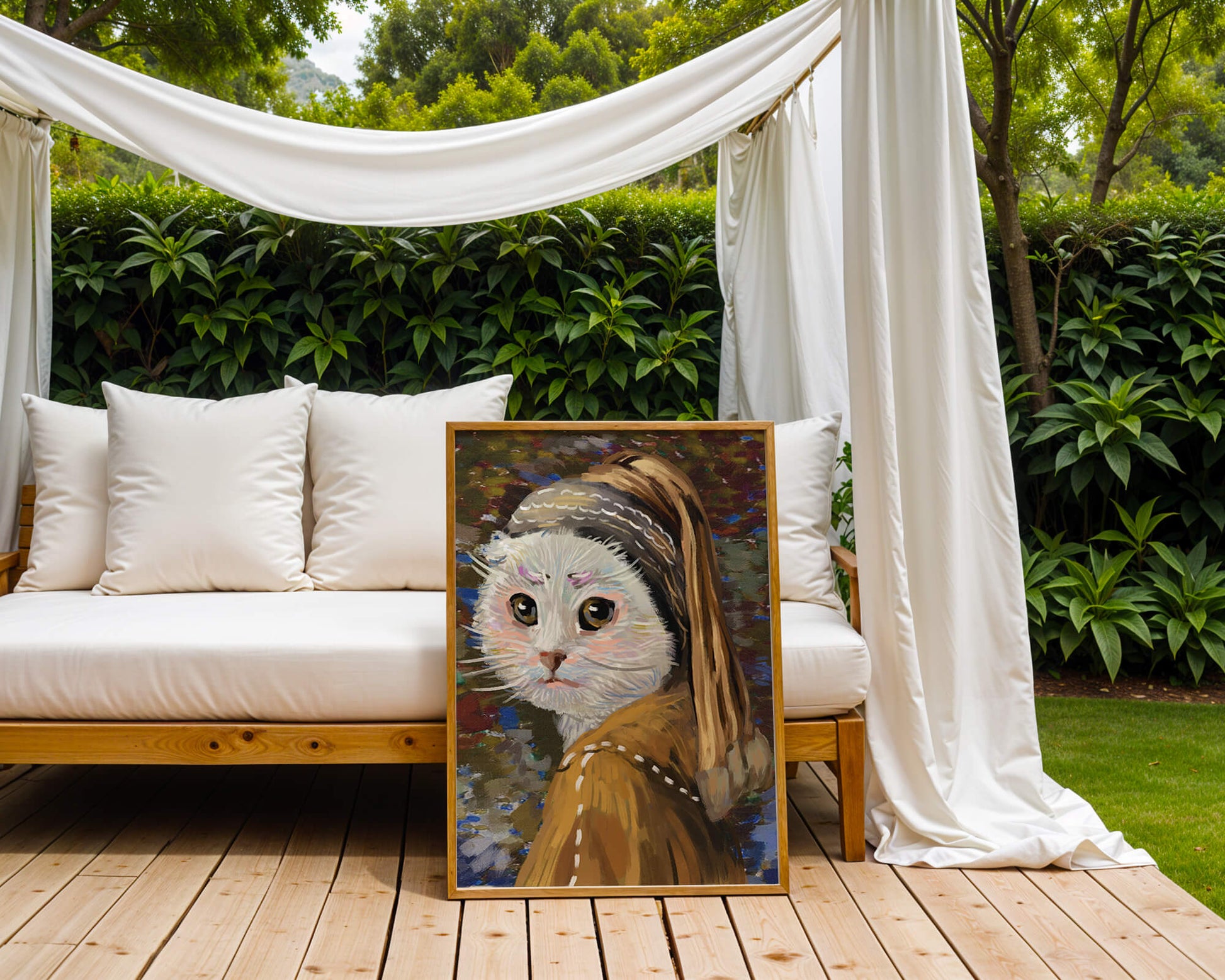 Retrato caprichoso de un gato en estilo clásico con pinceladas detalladas