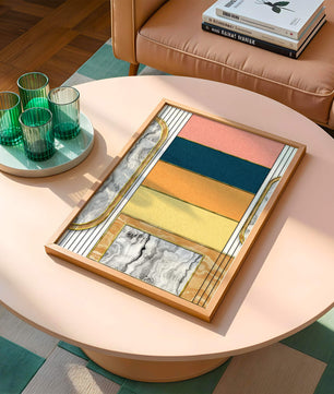 Abstract Geometric Art with Gold and Marble Accents