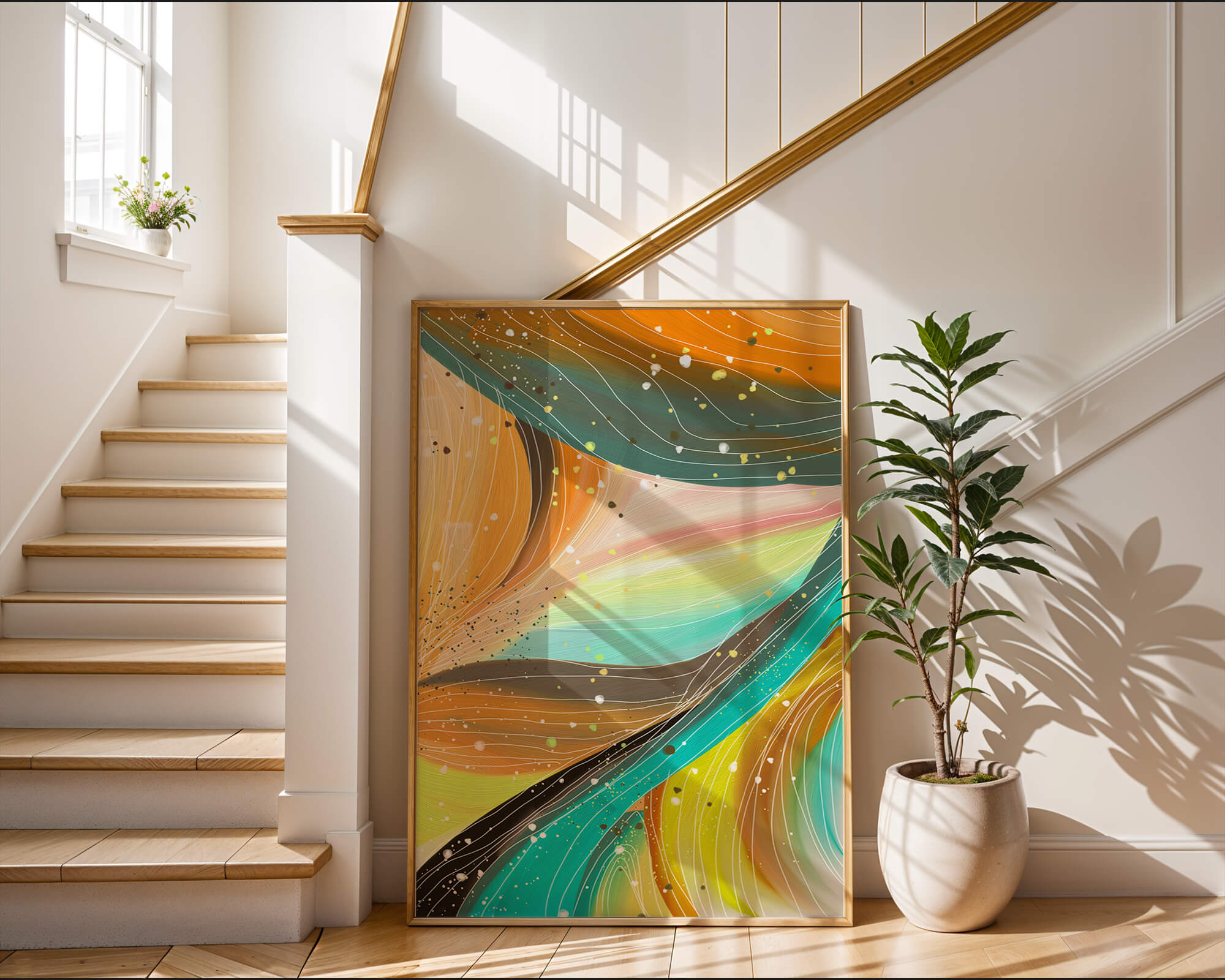Abstract swirl of vibrant colors with dynamic lines