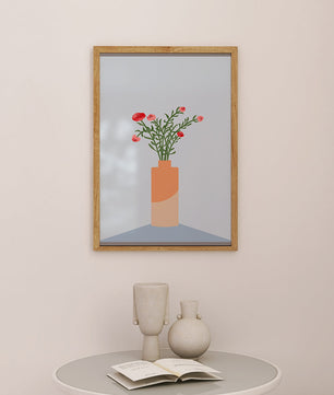 Minimalist Vase with Red Flowers on Light Background - Mi tienda