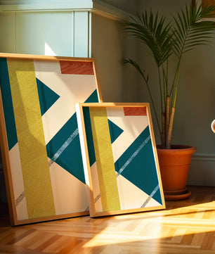 Abstract Geometric Composition with Bold Colors and Textures - Mi tienda