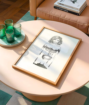 Surreal illustration of a woman with abstract ribcage and melting effect
