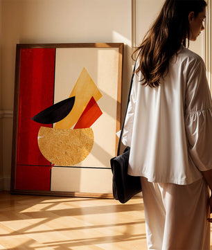 Abstract Geometric Composition with Bold Colors and Textures - Mi tienda