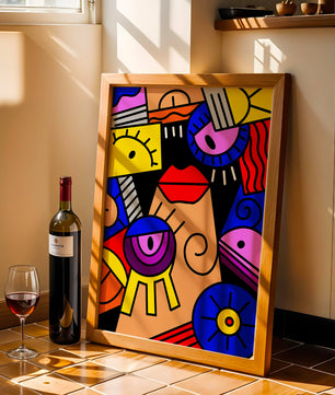 Abstract Geometric Pop Art with Bright Colors and Shapes - Mi tienda